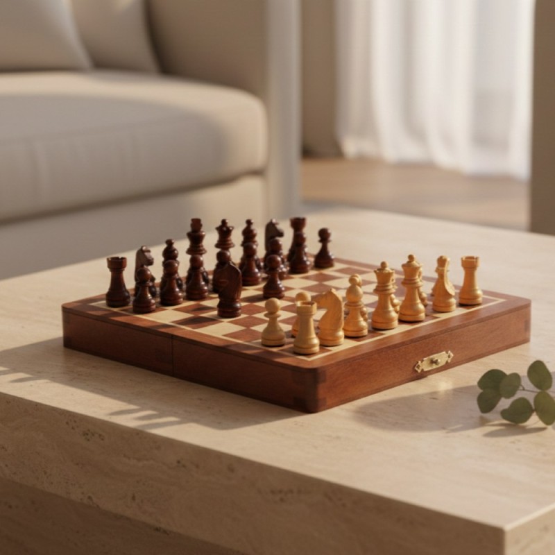 Set Scacchi Magnetico in Legno Pregiato Intarsiato a Mano – Edizione Premium Set Scacchi Magnetico in Legno Pregiato Intarsiato a Mano – Edizione Premium