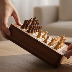 Set Scacchi Magnetico Premium in Legno Intarsiato con Cassetto a Scomparsa – Edizione Lemoire Home