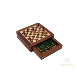 Set Scacchi Magnetico Premium in Legno Intarsiato con Cassetto a Scomparsa – Edizione Lemoire Home