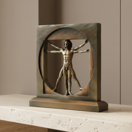Scultura "Uomo Vitruviano" di Leonardo da Vinci in Resina Bronzata – Eccellenza Artigiana Italfama