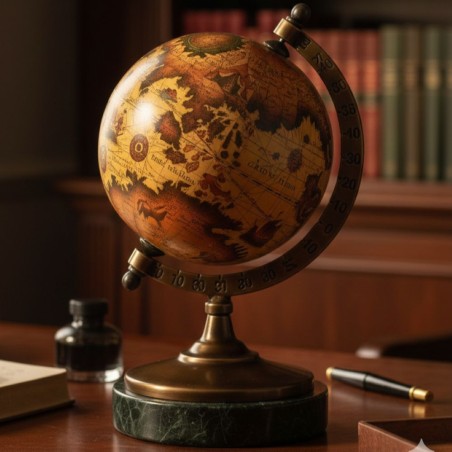 Mappamondo Vintage con Mappa Antica e Base in Marmo – Eccellenza Artigiana Italfama