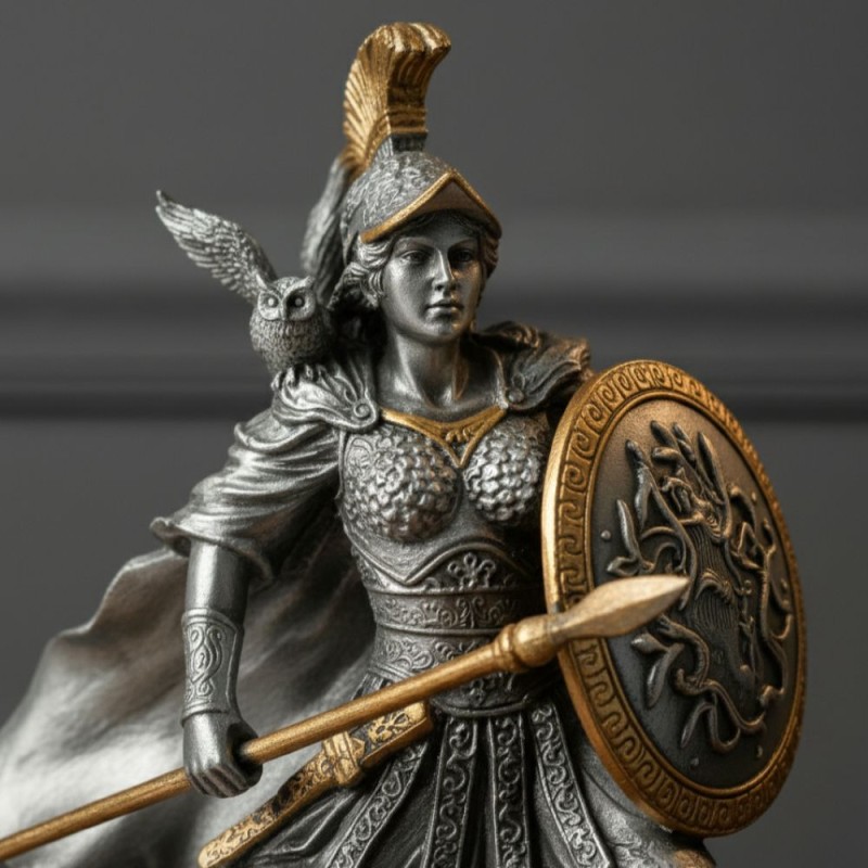 Atena Dea della Sapienza statuina in Peltro Pieno – L'Eleganza Strategica Italfama