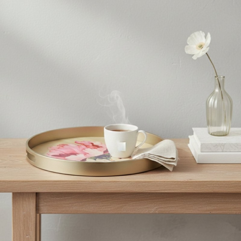 Vassoi Botanici Peonia Rosa in metallo - L'Oca Nera x LEMOIRE HOME