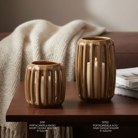 Coppia di Portacandele Artigianali in Ceramica – Collezione Aura Lemoire