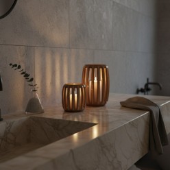 Coppia di Portacandele Artigianali in Ceramica – Collezione Aura Lemoire