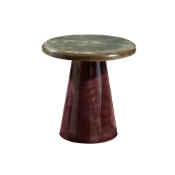 Set 2 Tavolini Rotondi in Metallo Smaltato – Riflessi Bordeaux e Bronzo