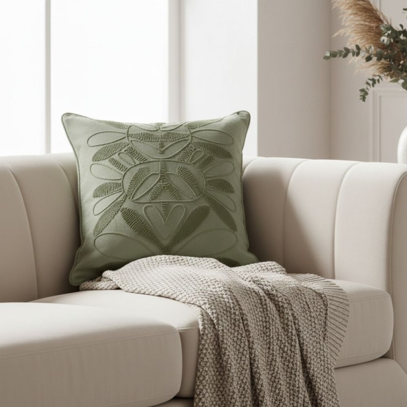 Cuscino Arredo Ricamato Sage Green – Collezione Luxury L'Oca Nera