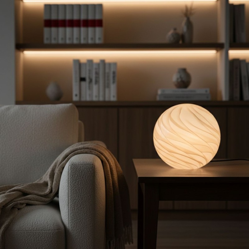 Lampada da Tavolo Sfera in Vetro Soffiato – Incanto di Luce L'Oca Nera Lampada da Tavolo Sfera in Vetro Soffiato – Incanto di Luce L'Oca Nera