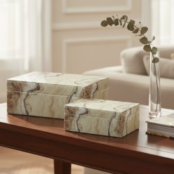 Set 2 Cofanetti effetto Onice Venato – L'Oca Nera per Lemoire Home