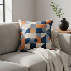 Cuscino Ricamato Geometrico 45x45 – Collezione Signature L'Oca Nera