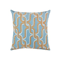 Cuscino Arredo in azzurro e arancio – Cotone Luxury con Ricami a Rilievo