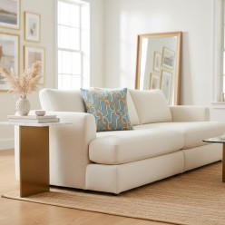 Cuscino Arredo in azzurro e arancio – Cotone Luxury con Ricami a Rilievo