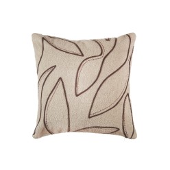 Cuscino Arredo in Cotone con Applicazioni Foglia a Rilievo – 45x45 cm