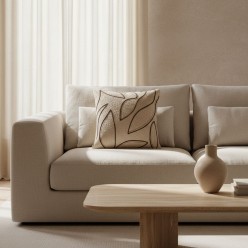 Cuscino Arredo in Cotone con Applicazioni Foglia a Rilievo – 45x45 cm