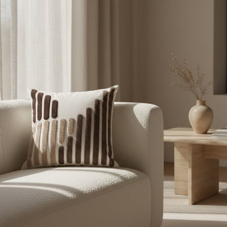 Cuscino Luxury in Cotone Naturale con Ricami Materici a Rilievo