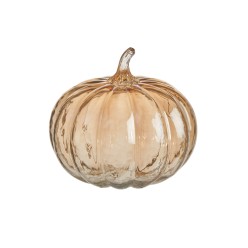 Scultura Zucca in Vetro Soffiato Ambra - Complemento d'arredo