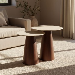Set 2 Tavolini Round L’Oca Nera – Metallo Smaltato e Legno Massello