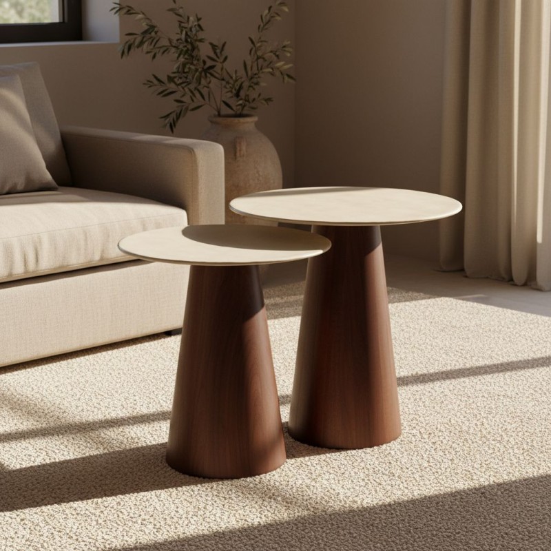 Set 2 Tavolini Round L’Oca Nera – Metallo Smaltato e Legno Massello Set 2 Tavolini Round L’Oca Nera – Metallo Smaltato e Legno Massello
