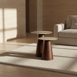 Set 2 Tavolini Round L’Oca Nera – Metallo Smaltato e Legno Massello