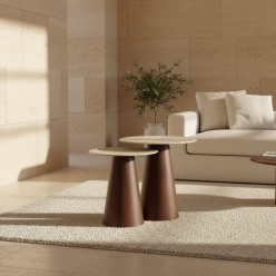 Set 2 Tavolini Round L’Oca Nera – Metallo Smaltato e Legno Massello