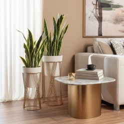 Set 2 Cache-pot in Metallo Avorio e Oro – Collezione Luxury Lemoire Home