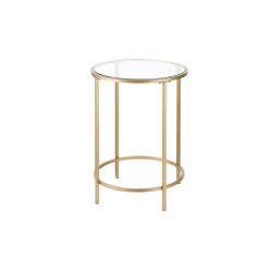 Tavolino Circolare L'Oca Nera in Oro Satinato e Vetro Temperato – Lemoire Home