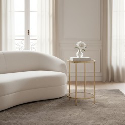 Tavolino Circolare L'Oca Nera in Oro Satinato e Vetro Temperato – Lemoire Home
