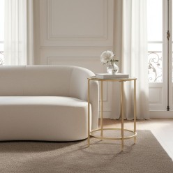 Tavolino Circolare L'Oca Nera in Oro Satinato e Vetro Temperato – Lemoire Home