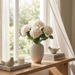Bouquet di Ortensie Bianche EDG - 5 Infiorescenze "Pure White" (H 40 cm)