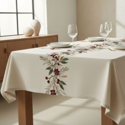 Tovaglia con fiori rossi intrecciati - Collezione Baucide e Filemone