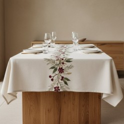 Tovaglia con fiori rossi intrecciati - Collezione Baucide e Filemone
