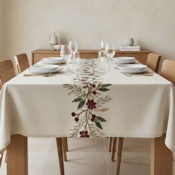 Tovaglia con fiori rossi intrecciati - Collezione Baucide e Filemone