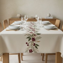Tovaglia con fiori rossi intrecciati - Collezione Baucide e Filemone