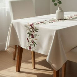Tovaglia con fiori rossi intrecciati - Collezione Baucide e Filemone
