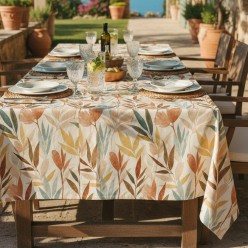 Tovaglia in Cotone con foglie acquerellate Lemoire Home – Collezione Apollo