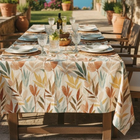 Tovaglia in Cotone con foglie acquerellate Lemoire Home – Collezione Apollo