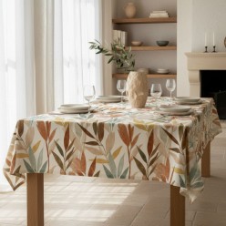Tovaglia in Cotone con foglie acquerellate Lemoire Home – Collezione Apollo