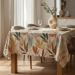 Tovaglia in Cotone con foglie acquerellate Lemoire Home – Collezione Apollo