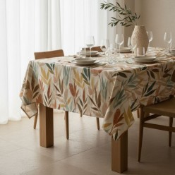 Tovaglia in Cotone con foglie acquerellate Lemoire Home – Collezione Apollo