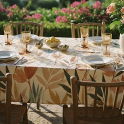 Tovaglia in Cotone con foglie acquerellate Lemoire Home – Collezione Apollo