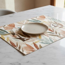 Tovaglietta Americana bohemien con foglie acquerellate – Apollo