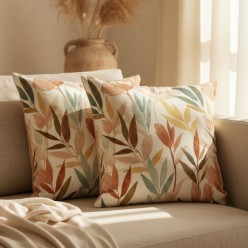 Fodera boho Cuscino in Cotone con foglie 45x45 – Collezione Apollo