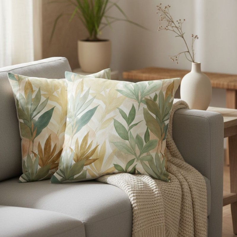 Cuscino d'arredo con foglie boho verdi Dafne – Federe Lemoire Home Cuscino d'arredo con foglie boho verdi Dafne – Federe Lemoire Home