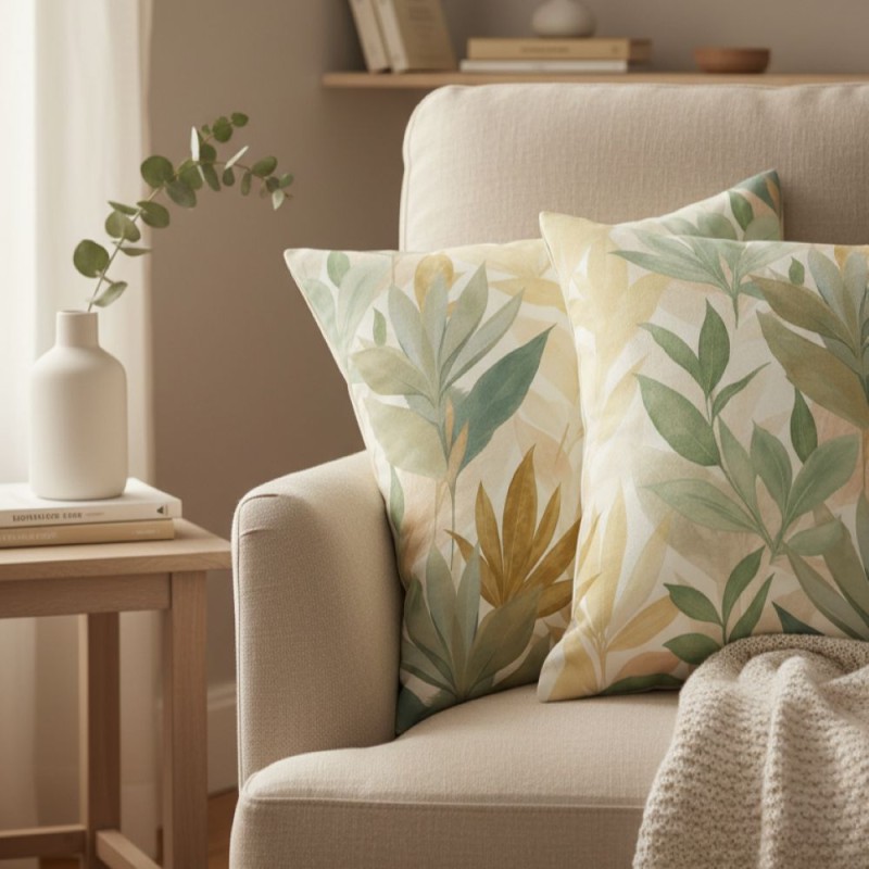 Cuscino d'arredo con foglie boho verdi Dafne – Federe Lemoire Home Cuscino d'arredo con foglie boho verdi Dafne – Federe Lemoire Home