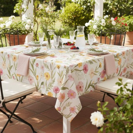 Clori - Tovaglia personalizzabile in cotone con fiori primaverili
