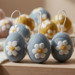Uova di Pasqua in Lana Cotta Artigianale - Flower Design