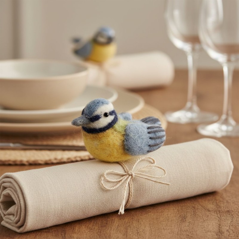 Uccellino Cinciallegra in Feltro Hand-Made | Decorazione Luxury