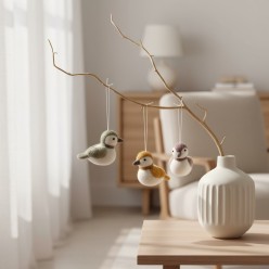 Sparrow Felt Charm: Uccellino in Lana New Zealand Artigianale