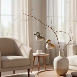 Sparrow Felt Charm: Uccellino in Lana New Zealand Artigianale
