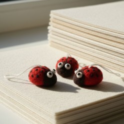 Coccinelle Portafortuna in Feltro handmade - Lana New Zealand